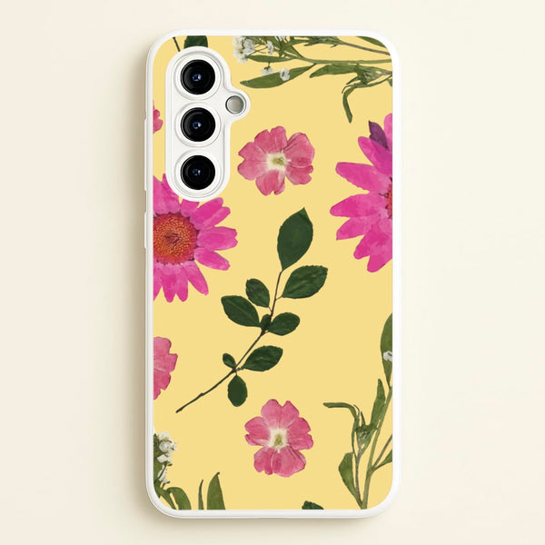 Pressed Plants Yellow - Floral Phone Case for Galaxy A54