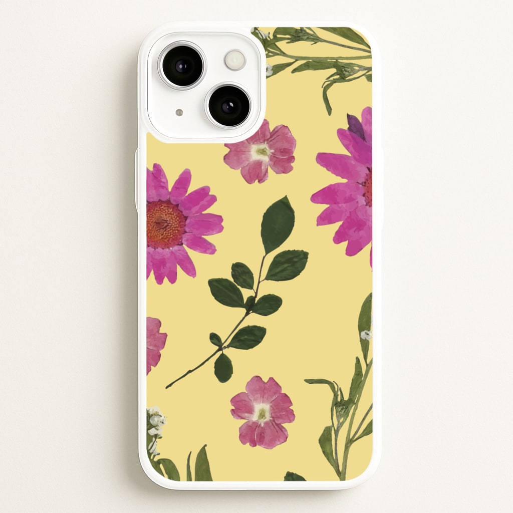 Pressed Plants Yellow - Floral Phone Case for iPhone 13 Mini