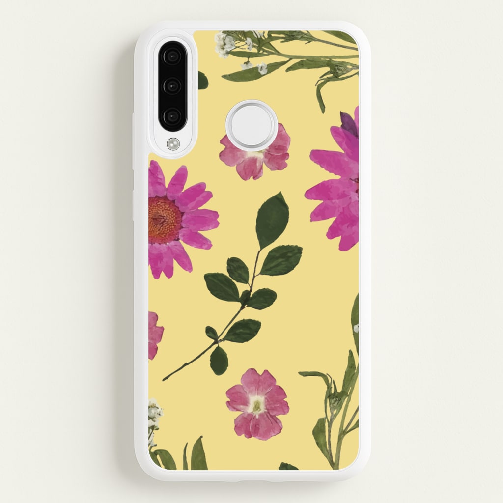 Pressed Plants Yellow - Floral Phone Case for Huawei P30 Lite