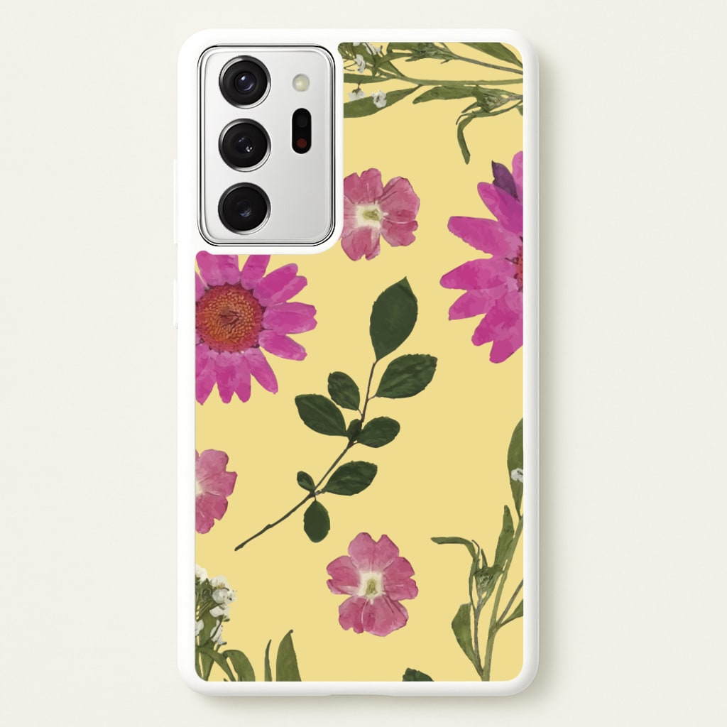 Pressed Plants Yellow - Floral Phone Case for Galaxy Note 20 Ultra