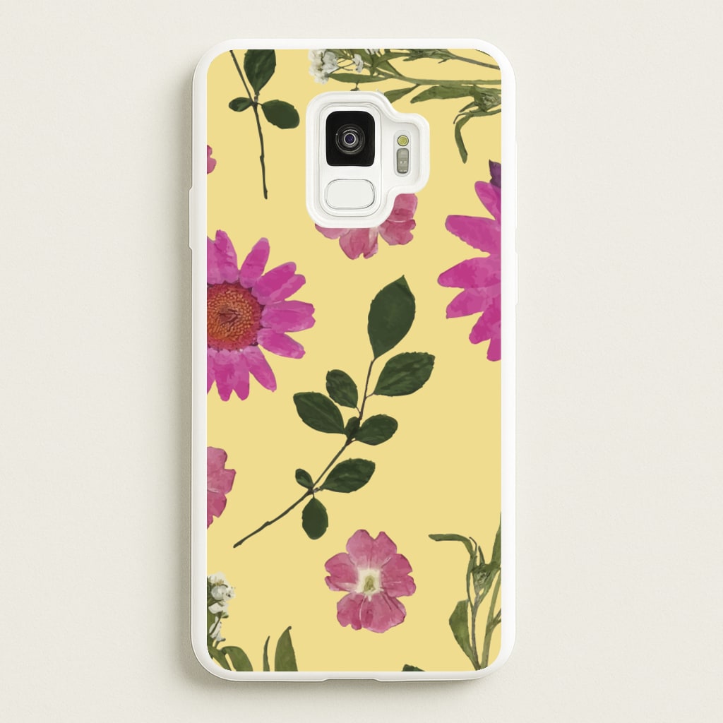 Pressed Plants Yellow - Floral Phone Case for Galaxy S9