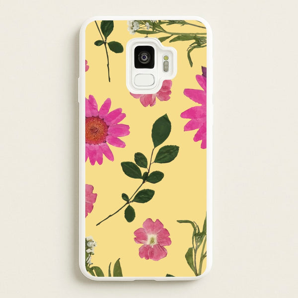 Pressed Plants Yellow - Floral Phone Case for Galaxy S9