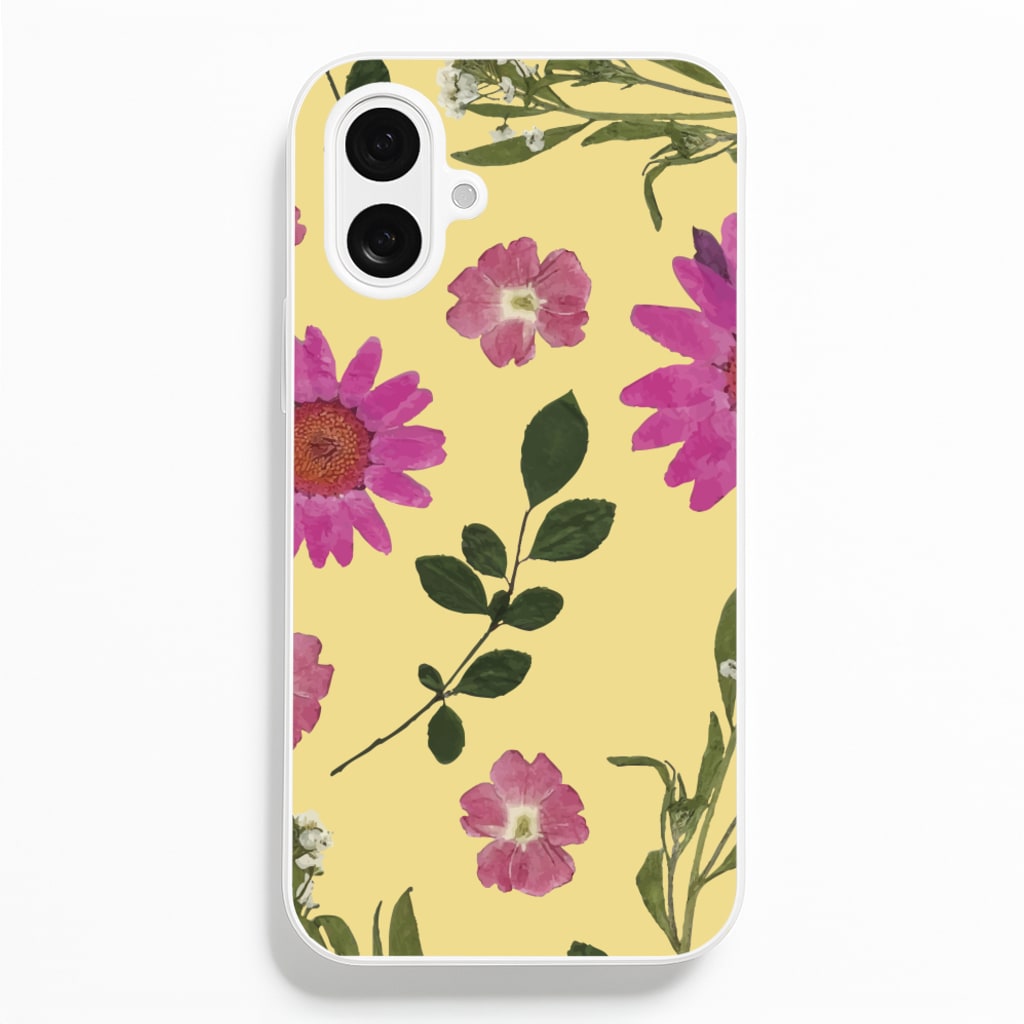 Pressed Plants Yellow - Floral Phone Case for iPhone 16 Plus