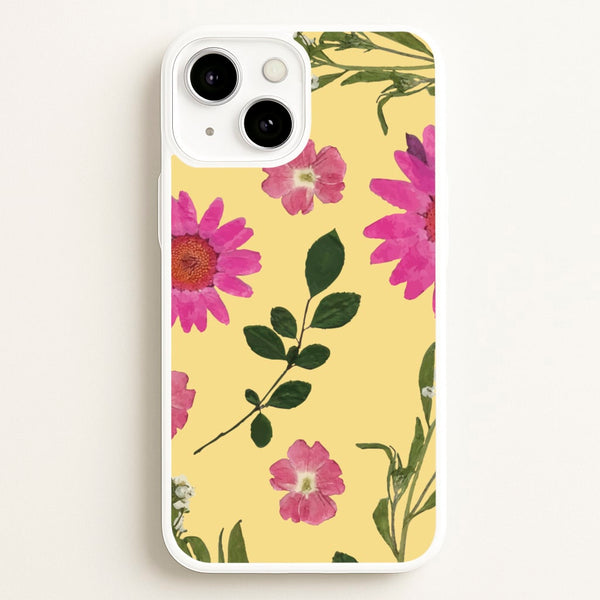Pressed Plants Yellow - Floral Phone Case for iPhone 13