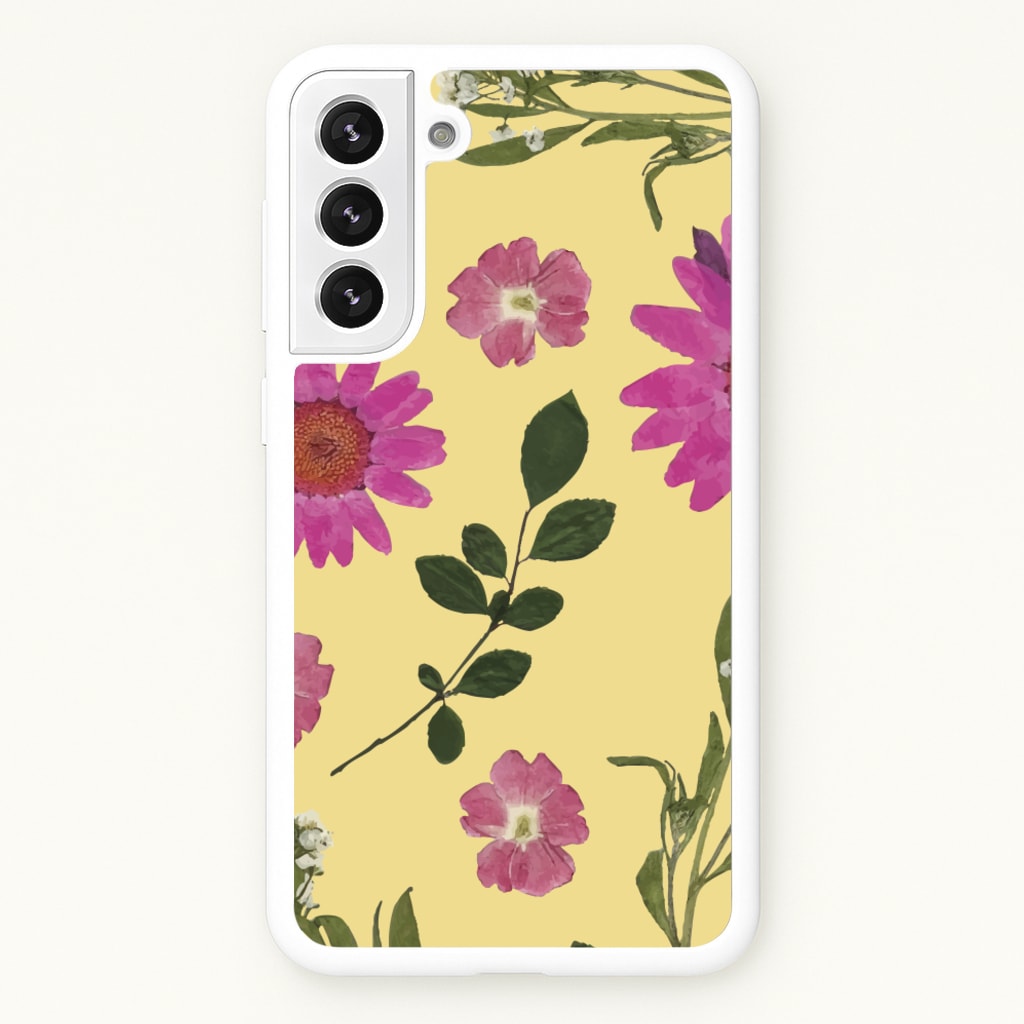 Pressed Plants Yellow - Floral Phone Case for Galaxy S21