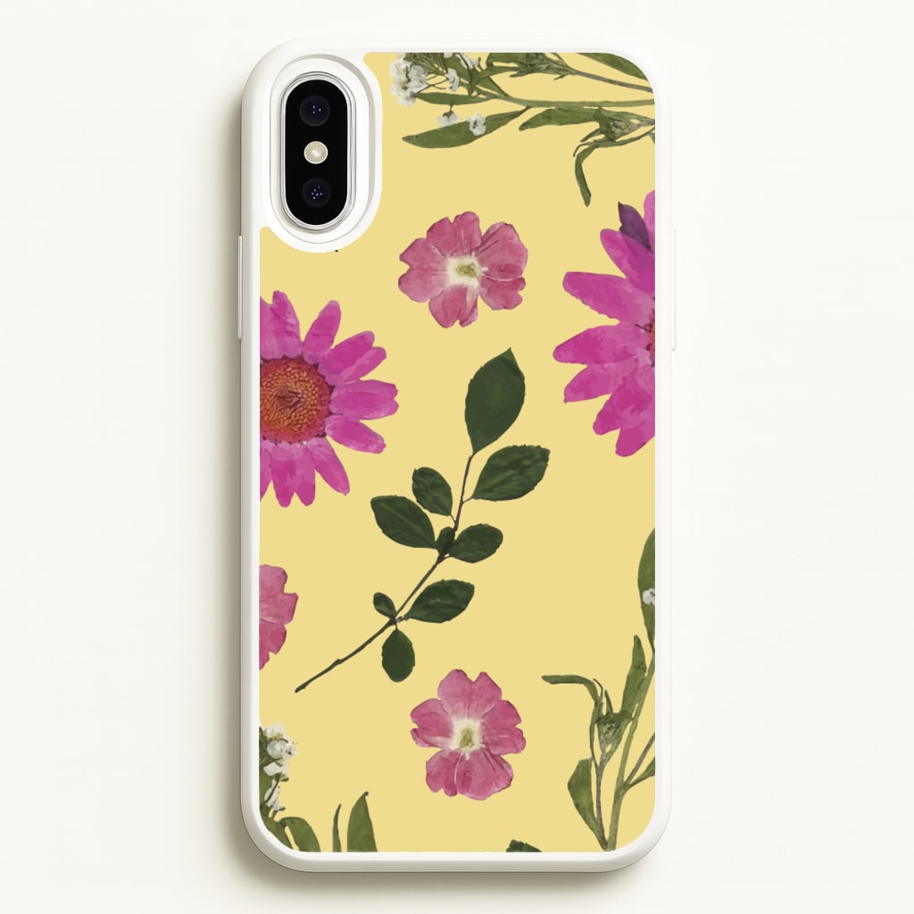 Pressed Plants Yellow - Floral Phone Case for iPhone XS Max