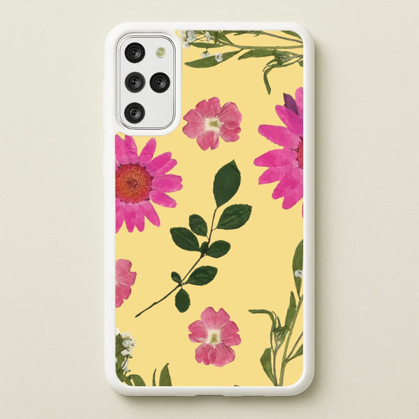 Pressed Plants Yellow - Floral Phone Case for Galaxy S20 Plus