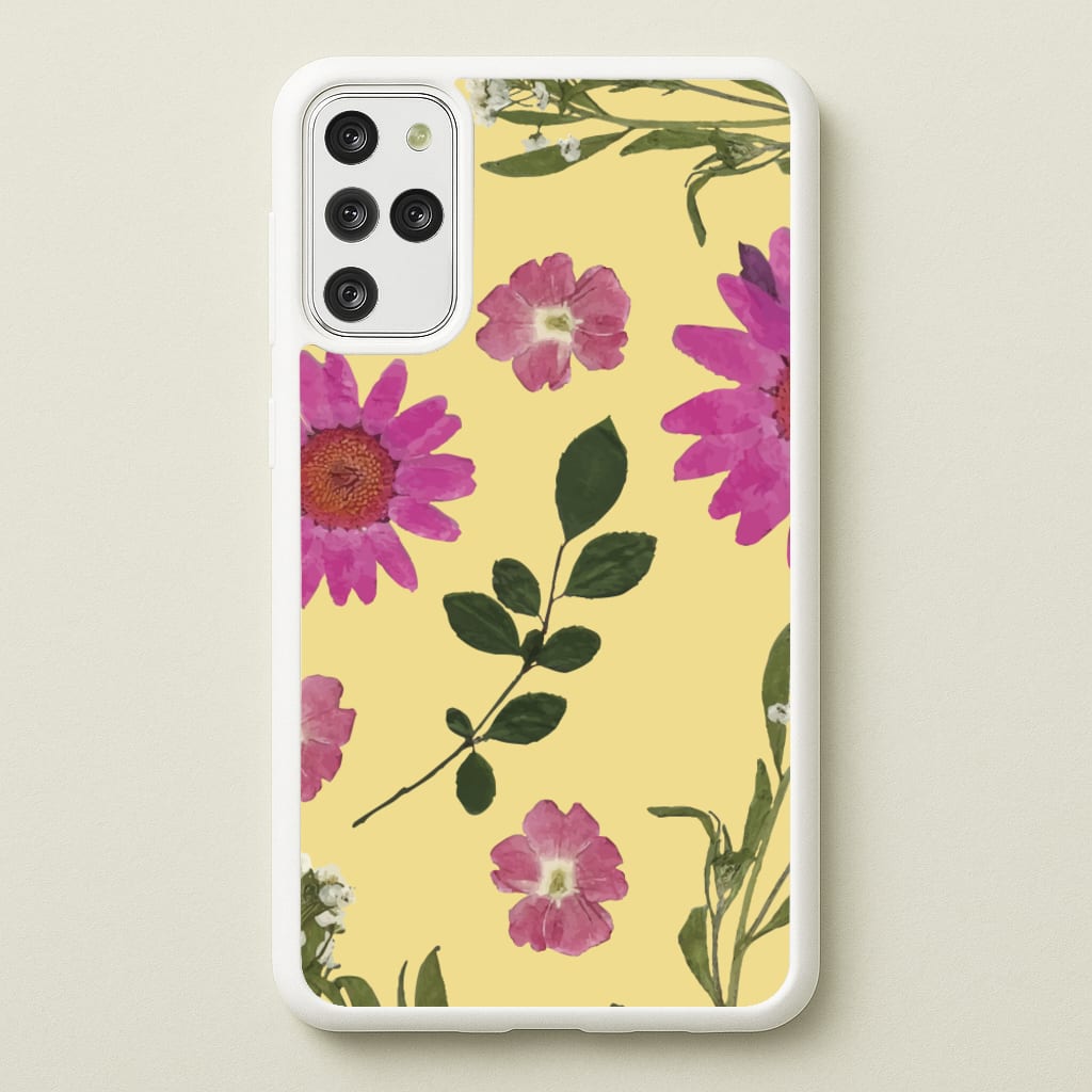 Pressed Plants Yellow - Floral Phone Case for Galaxy S20 Plus