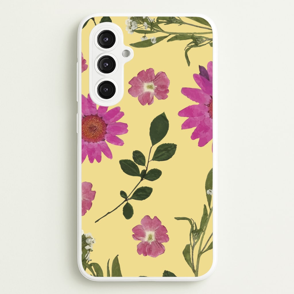 Pressed Plants Yellow - Floral Phone Case for Galaxy S23FE