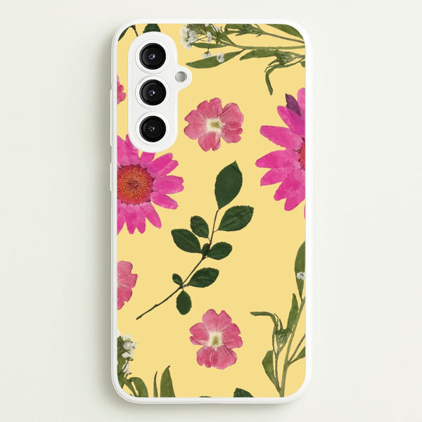Pressed Plants Yellow - Floral Phone Case for Galaxy S23FE