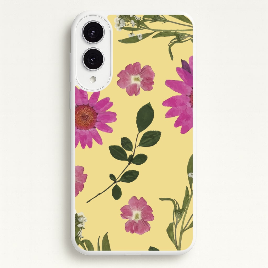 Pressed Plants Yellow - Floral Phone Case for Galaxy S25 Edge