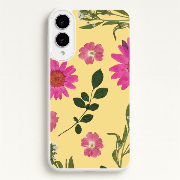 Pressed Plants Yellow - Floral Phone Case for Galaxy S25 Edge
