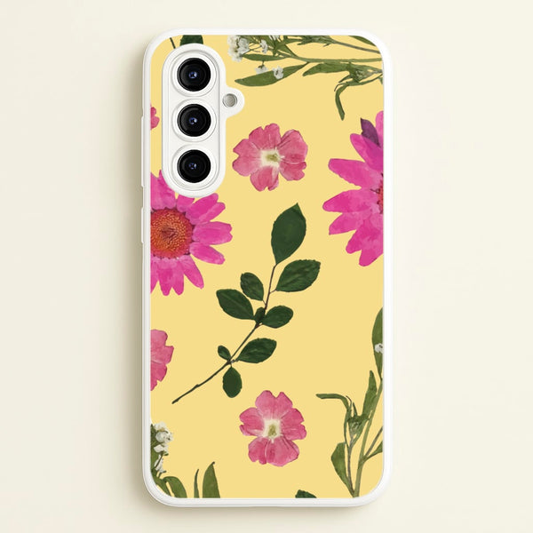 Pressed Plants Yellow - Floral Phone Case for Galaxy A16