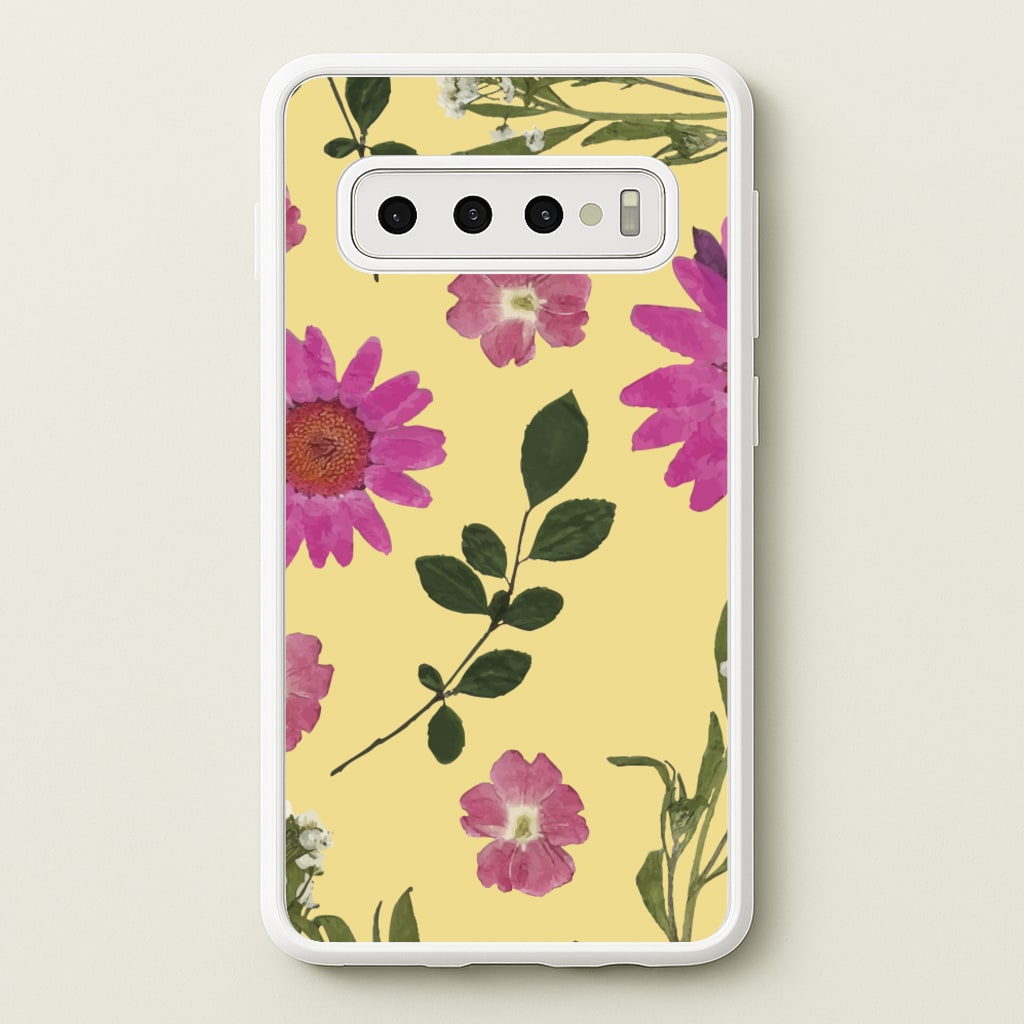 Pressed Plants Yellow - Floral Phone Case for Galaxy S10 Plus