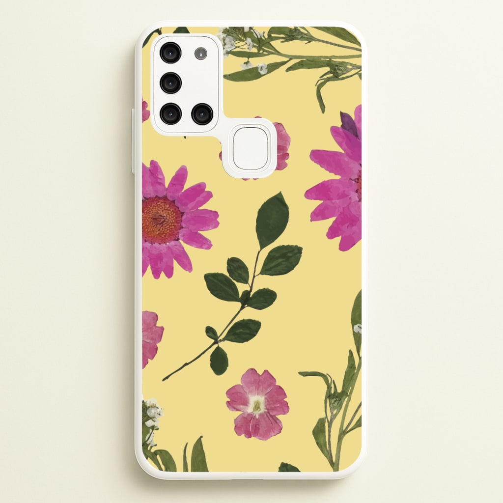 Pressed Plants Yellow - Floral Phone Case for Galaxy A21s