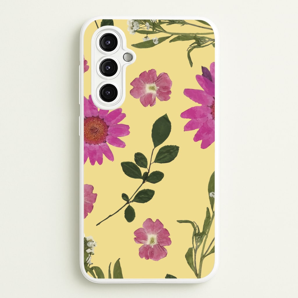 Pressed Plants Yellow - Floral Phone Case for Galaxy A14
