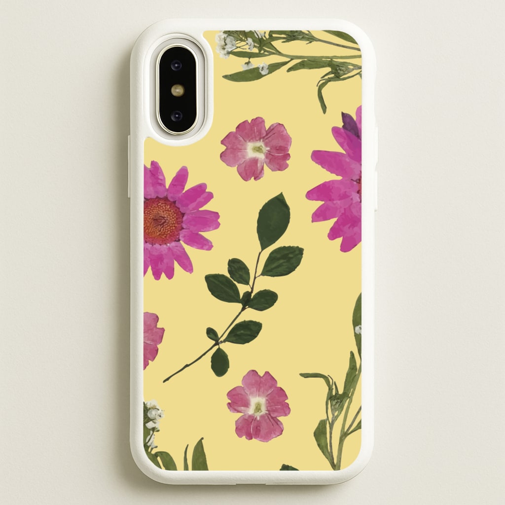 Pressed Plants Yellow - Floral Phone Case for iPhone X / XS