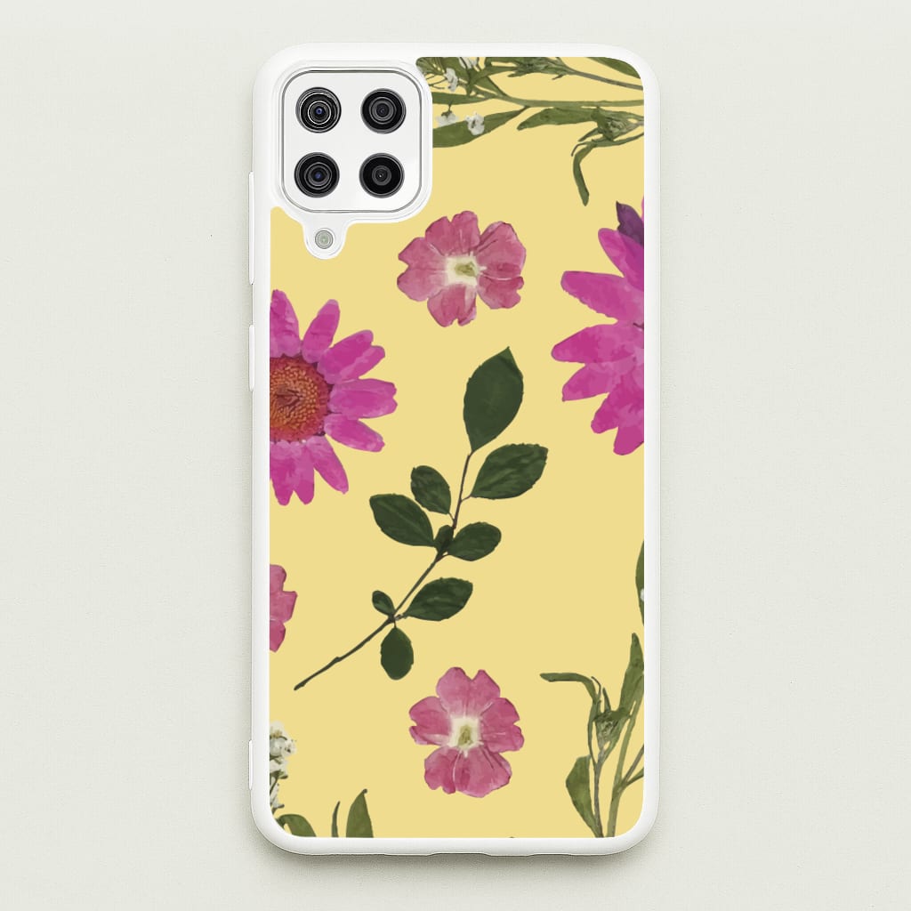 Pressed Plants Yellow - Floral Phone Case for Galaxy A12