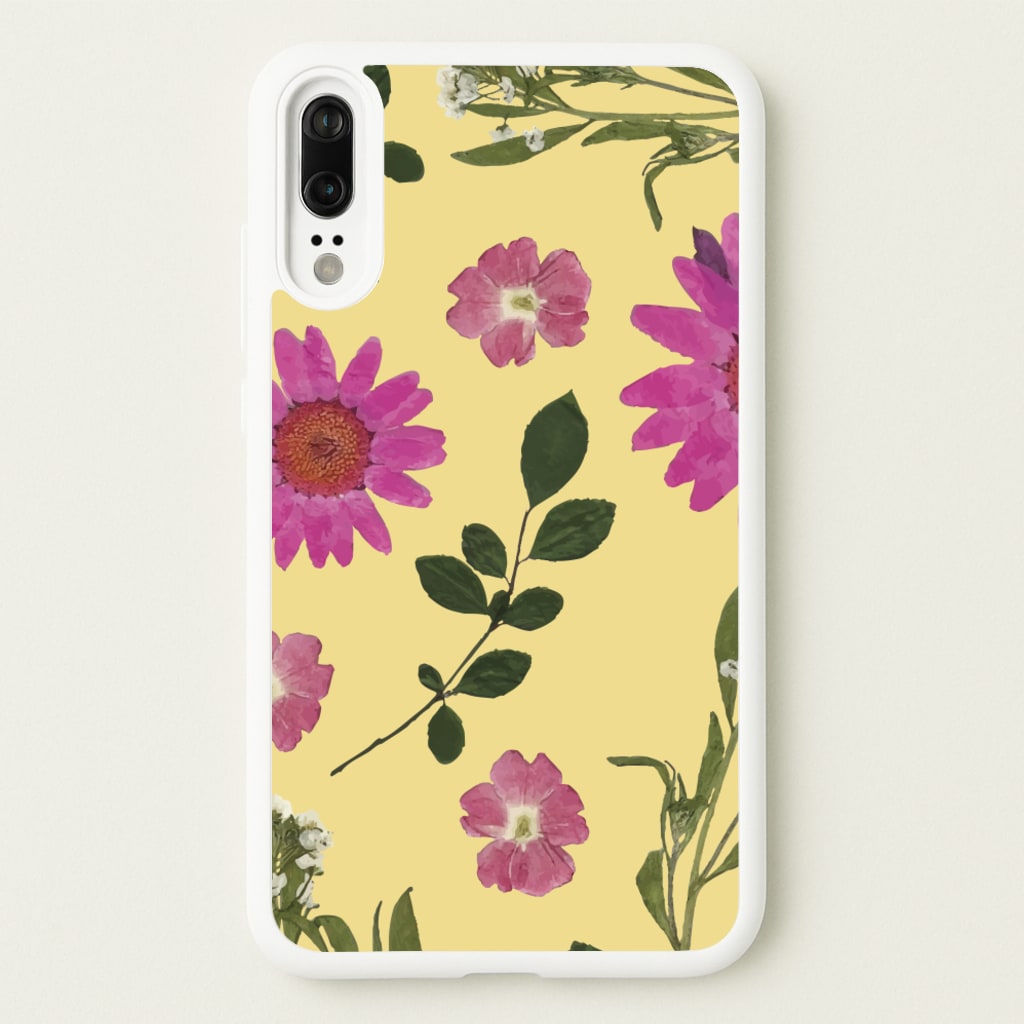 Pressed Plants Yellow - Floral Phone Case for Huawei P20