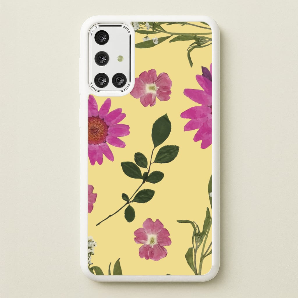 Pressed Plants Yellow - Floral Phone Case for Galaxy A71