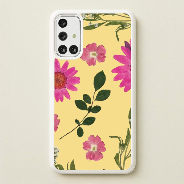 Pressed Plants Yellow - Floral Phone Case for Galaxy A71