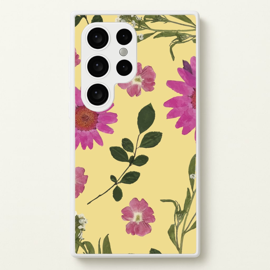 Pressed Plants Yellow - Floral Phone Case for Galaxy S24 Ultra