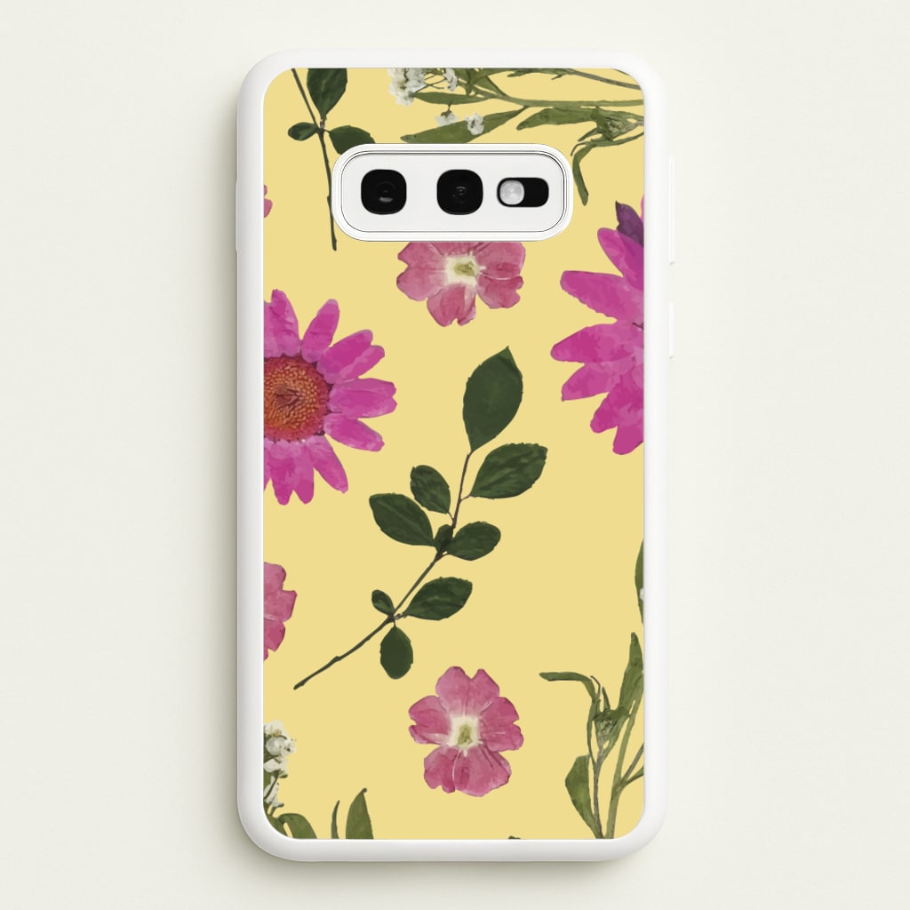 Pressed Plants Yellow - Floral Phone Case for Galaxy S10e