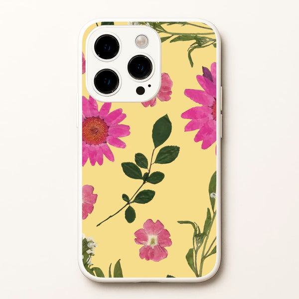 Pressed Plants Yellow - Floral Phone Case for iPhone 14 Pro Max