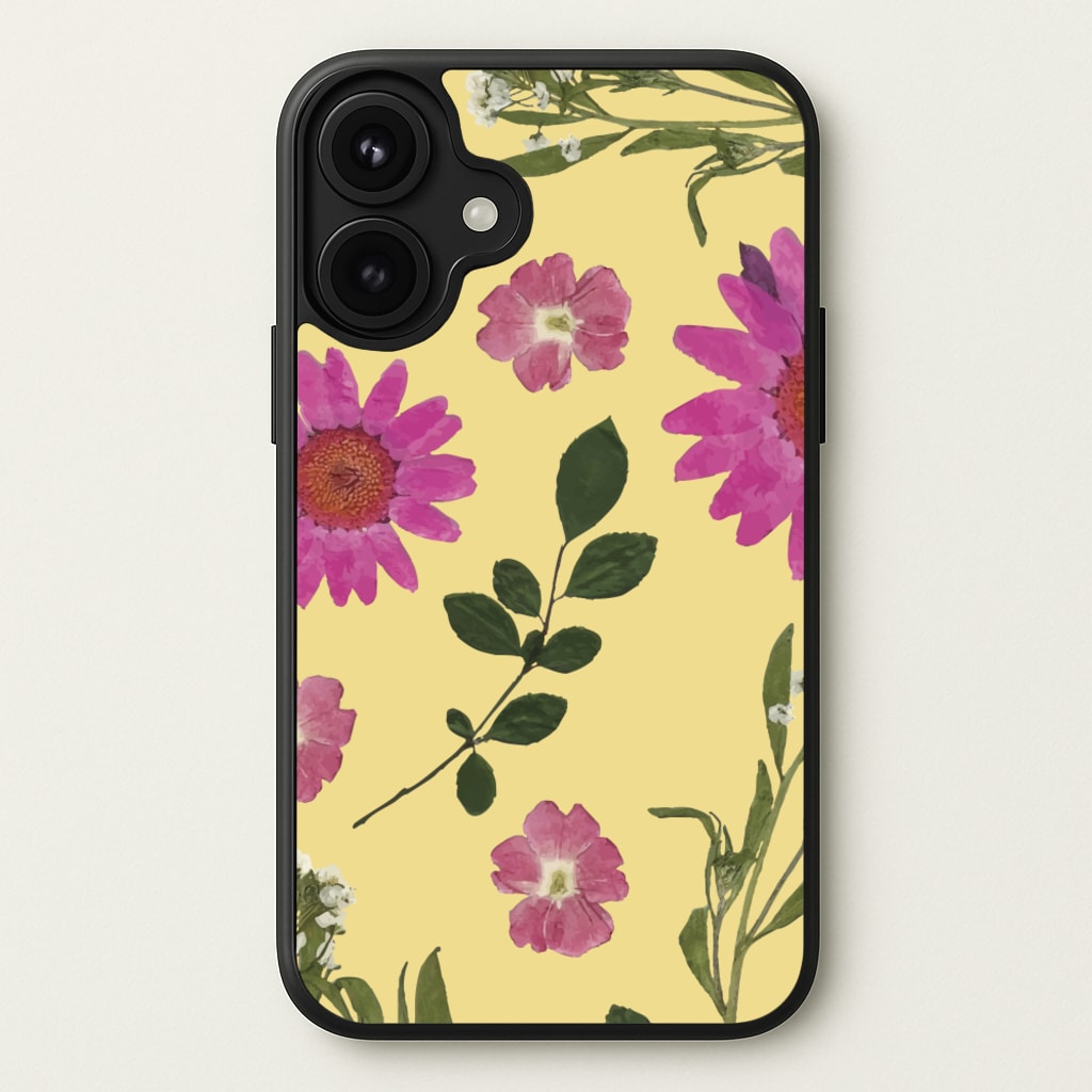 Pressed Plants Yellow Phone Case for iPhone 17