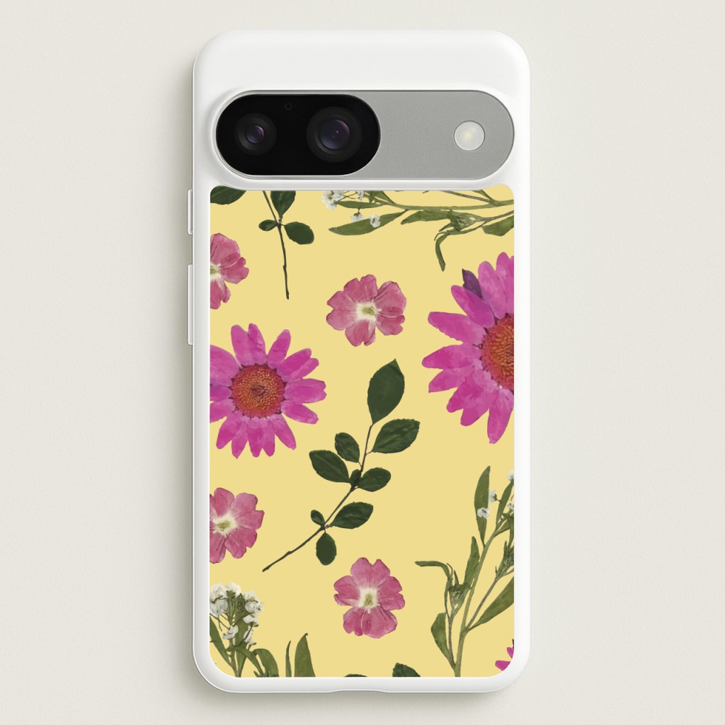 Pressed Plants Yellow - Floral Phone Case for Google Pixel 9 / 9 Pro