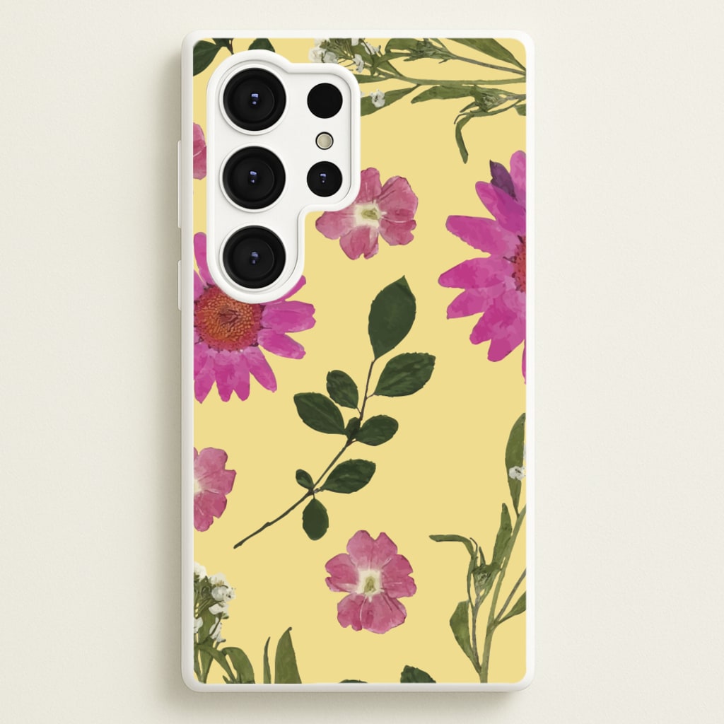 Pressed Plants Yellow - Floral Phone Case for Galaxy S25 Ultra
