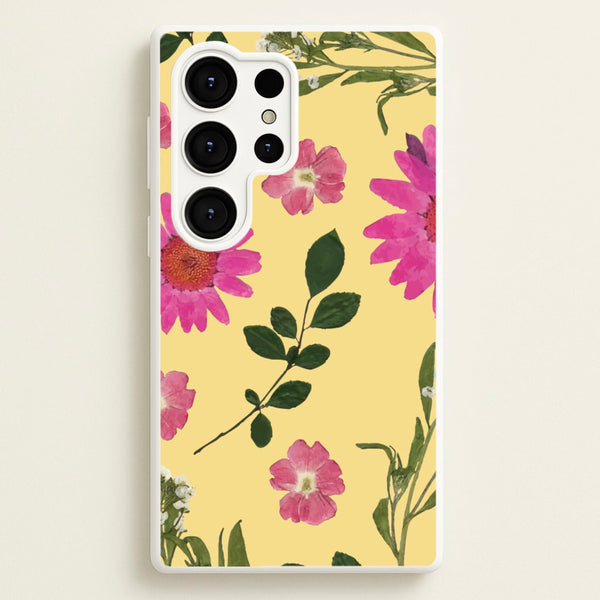 Pressed Plants Yellow - Floral Phone Case for Galaxy S25 Ultra