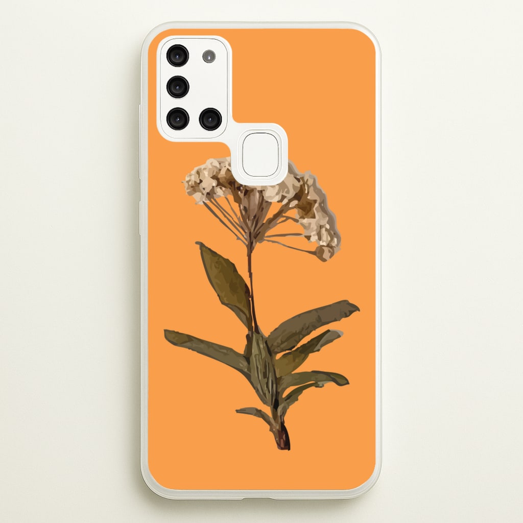Bright Orange Pressed Flower - Floral Phone Case for Galaxy A21s