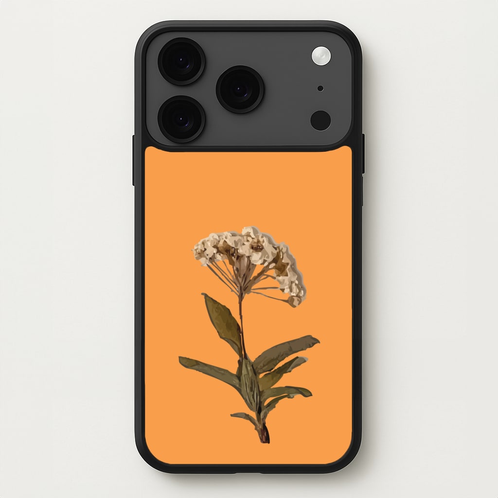 Bright Orange Pressed Flower Phone Case for iPhone 17 Pro