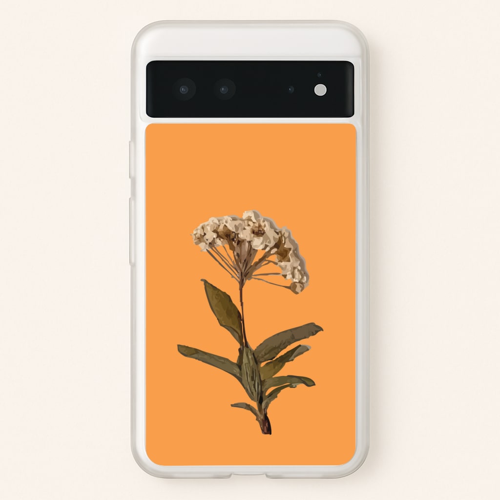 Bright Orange Pressed Flower - Floral Phone Case for Google Pixel 6