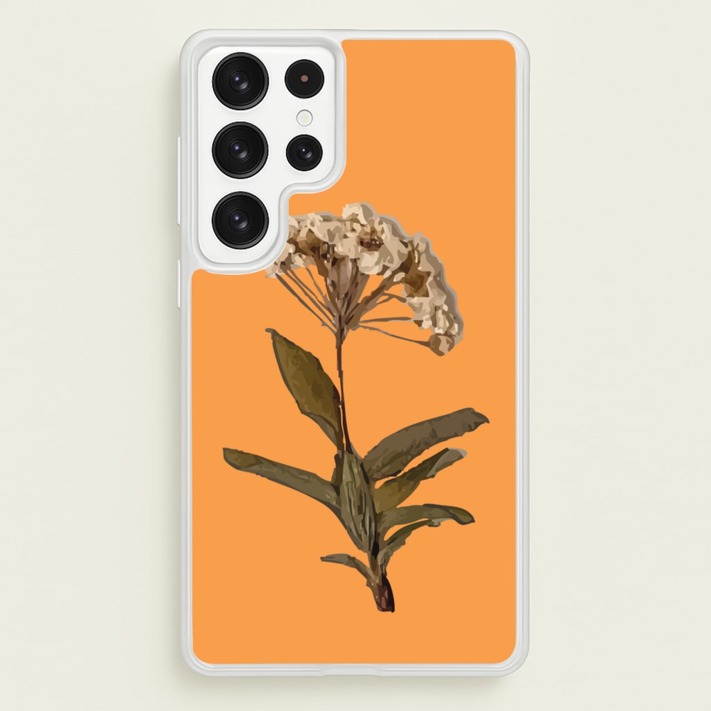 Bright Orange Pressed Flower - Floral Phone Case for Galaxy S22 Ultra