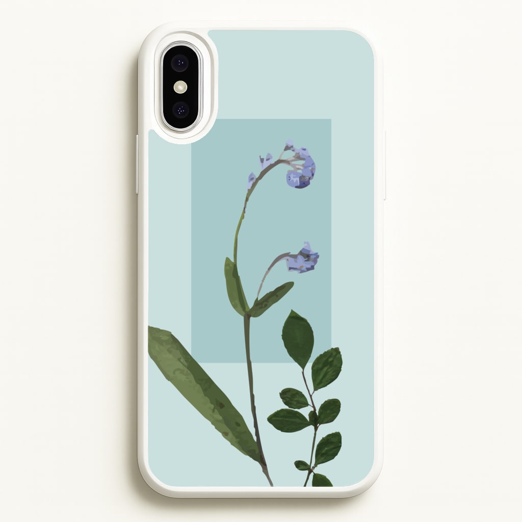 Abstract Blue Pressed Flower - Floral Phone Case for iPhone XS Max