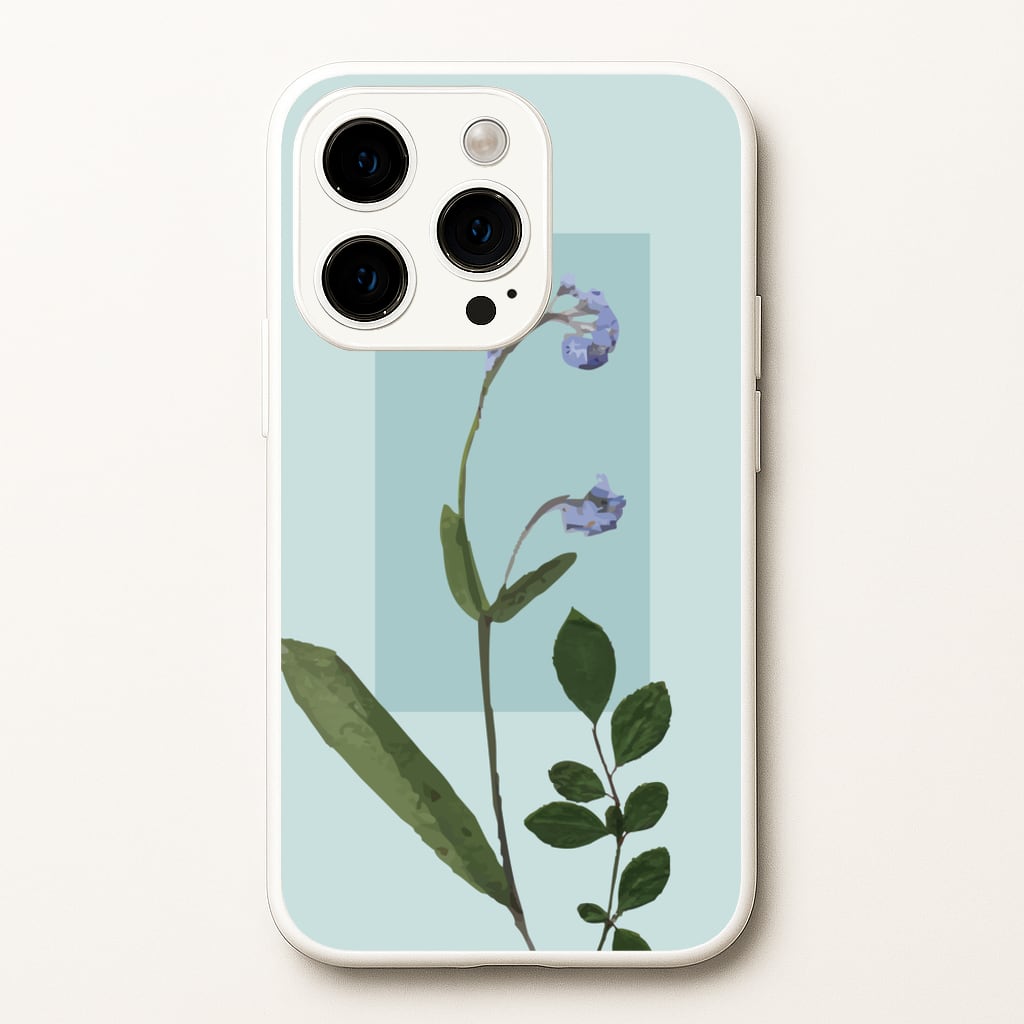 Abstract Blue Pressed Flower - Floral Phone Case for iPhone 15 Pro