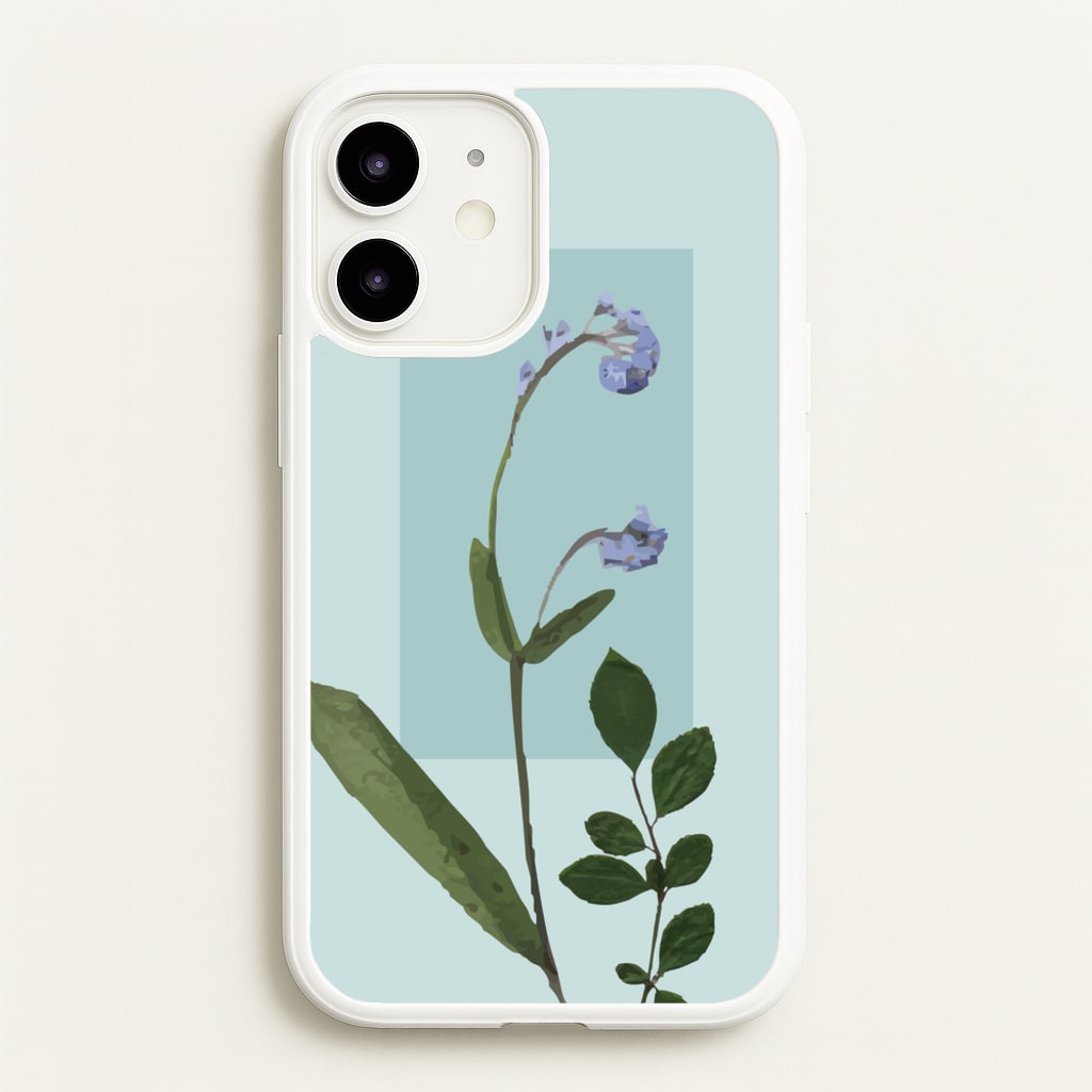 Abstract Blue Pressed Flower - Floral Phone Case for iPhone 12 / 12 Pro
