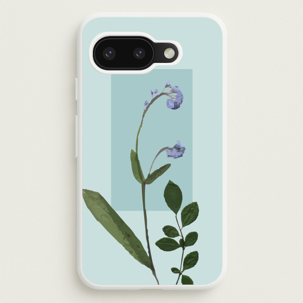 Abstract Blue Pressed Flower - Floral Phone Case for Google Pixel 9a