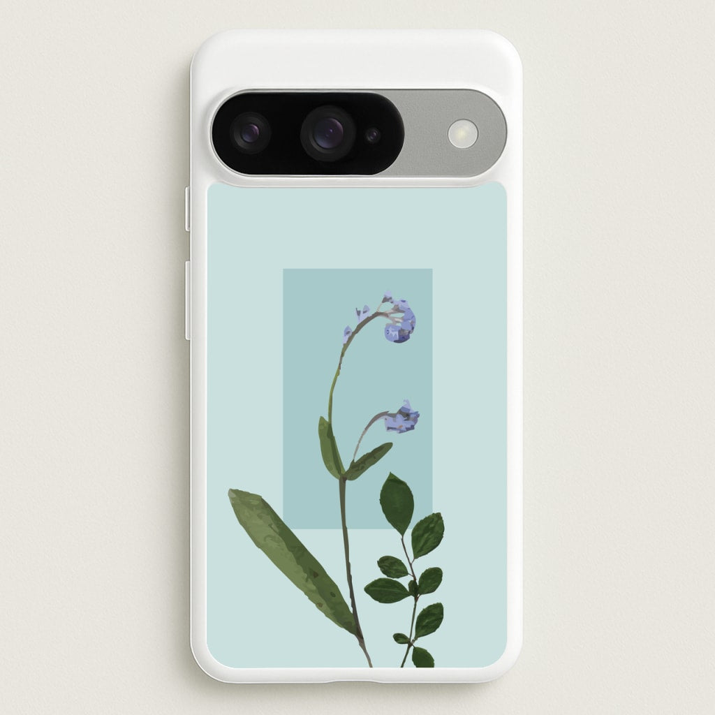 Abstract Blue Pressed Flower Phone Case for Google Pixel 10 / 10 Pro