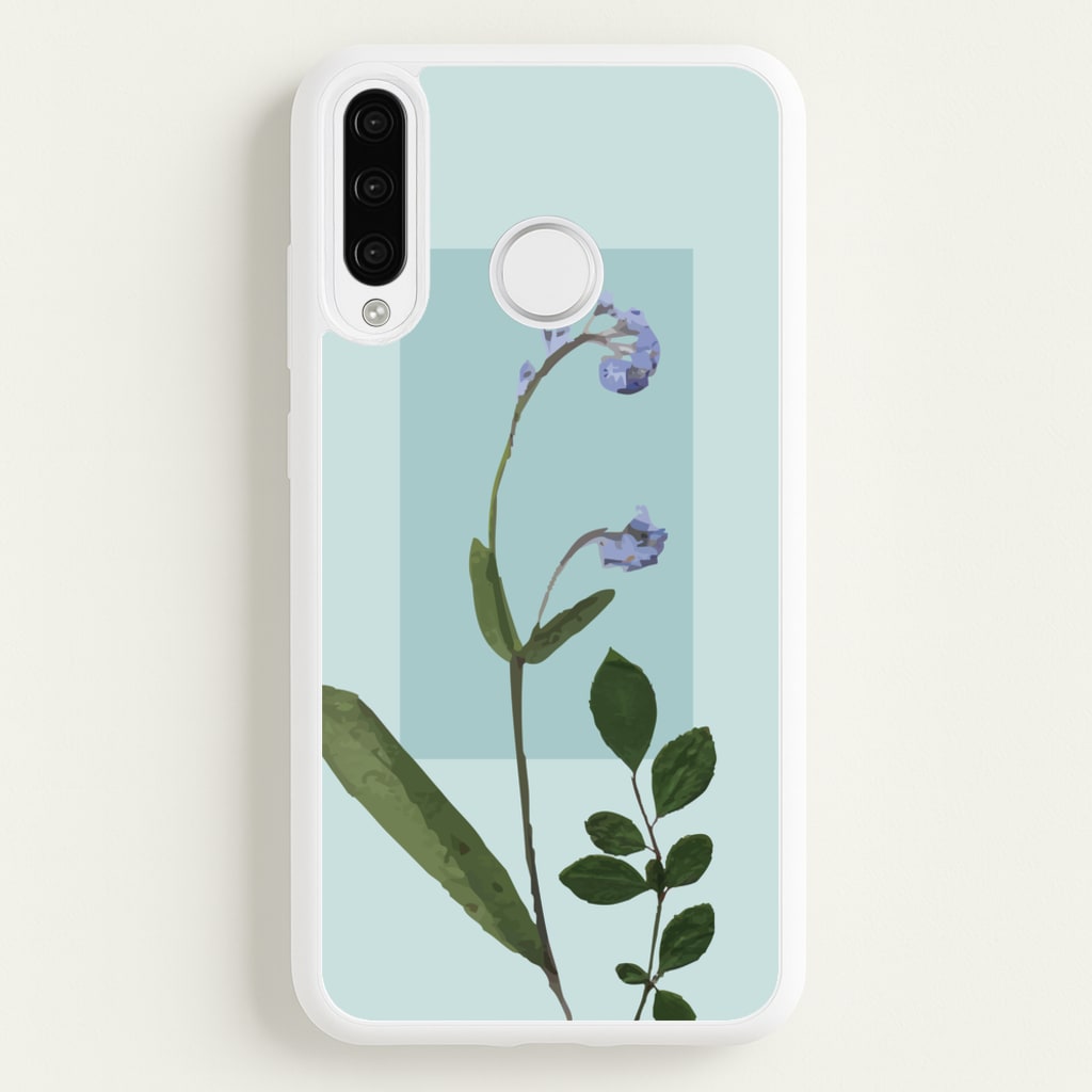 Abstract Blue Pressed Flower - Floral Phone Case for Huawei P30 Lite