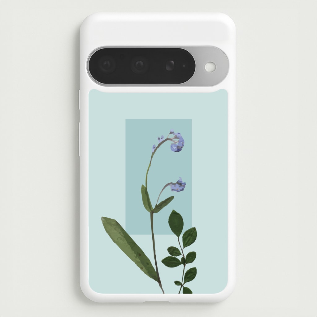 Abstract Blue Pressed Flower Phone Case for Google Pixel 10 Pro XL