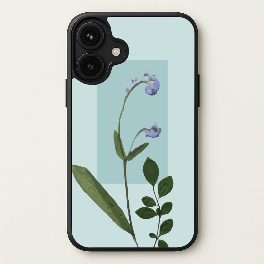 Abstract Blue Pressed Flower Phone Case for iPhone 17