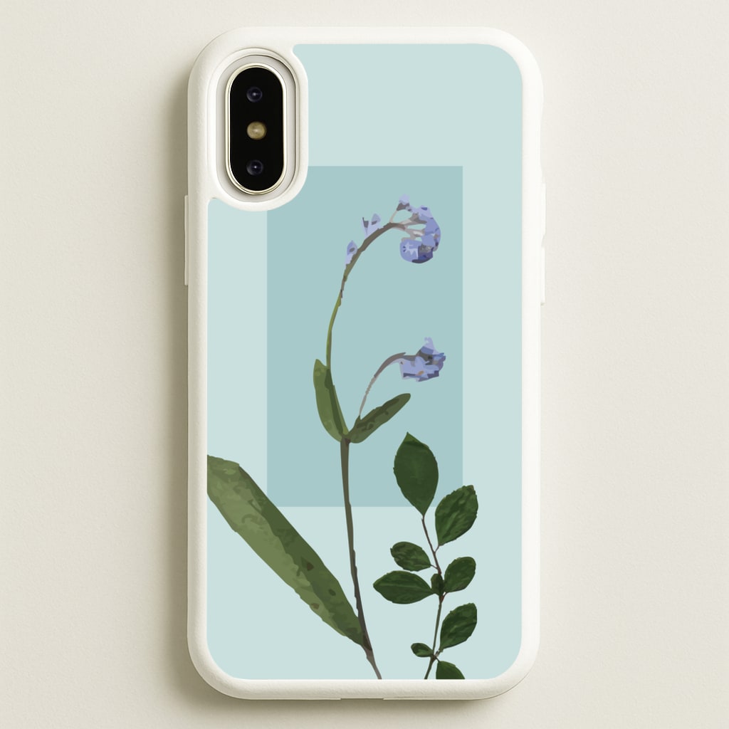 Abstract Blue Pressed Flower - Floral Phone Case for iPhone X / XS