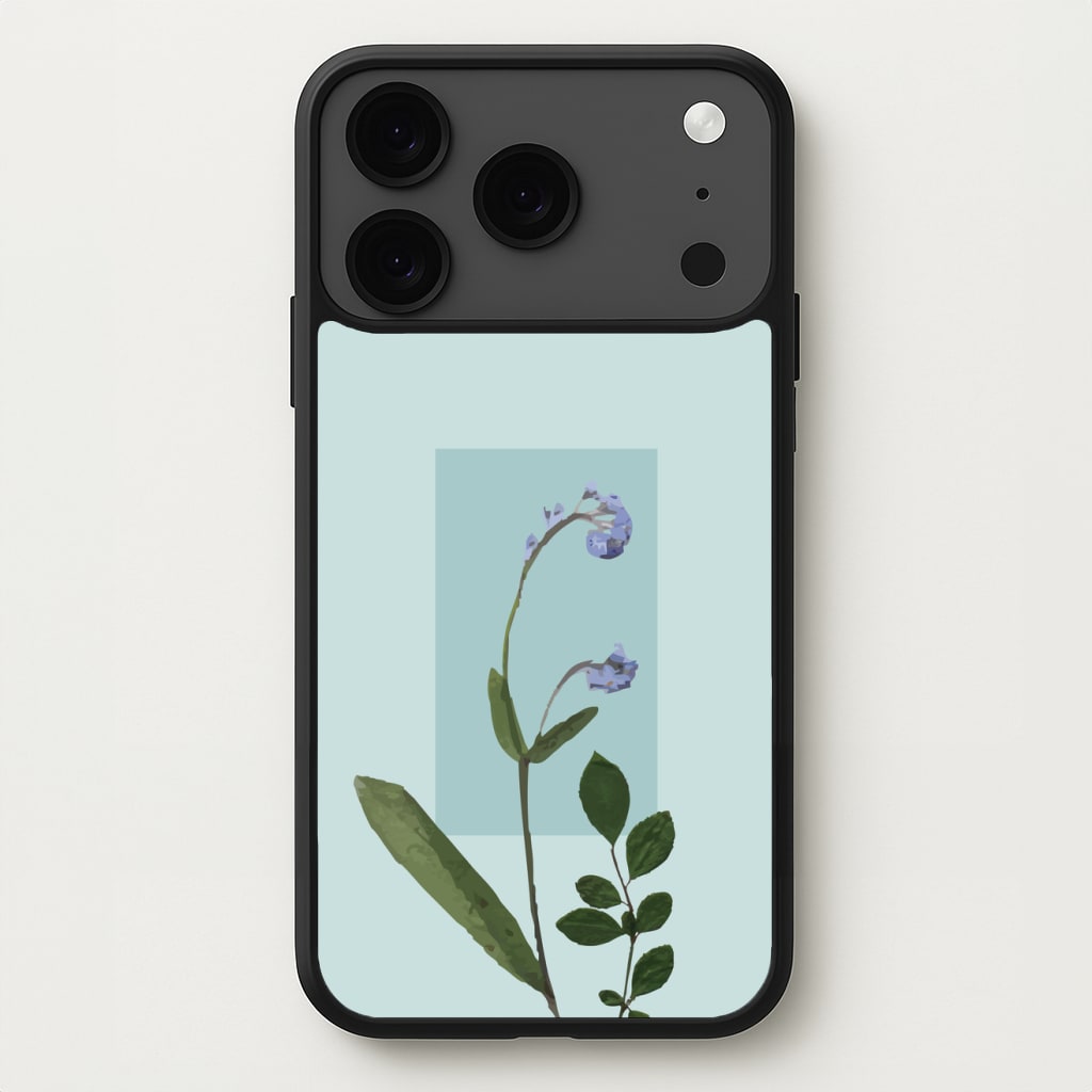 Abstract Blue Pressed Flower Phone Case for iPhone 17 Pro Max