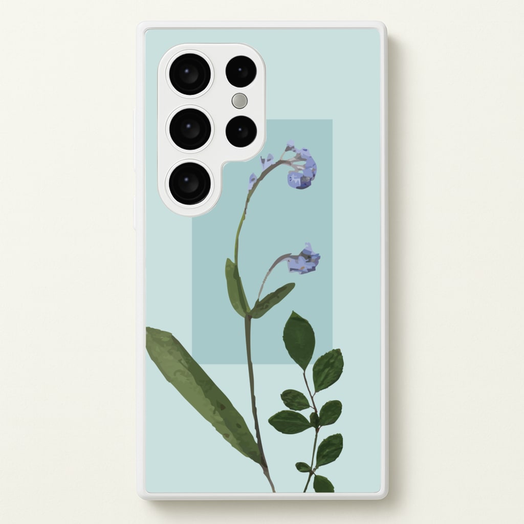Abstract Blue Pressed Flower - Floral Phone Case for Galaxy S24 Ultra