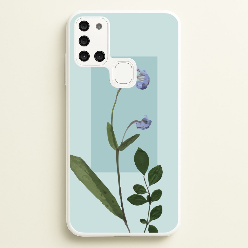 Abstract Blue Pressed Flower - Floral Phone Case for Galaxy A21s