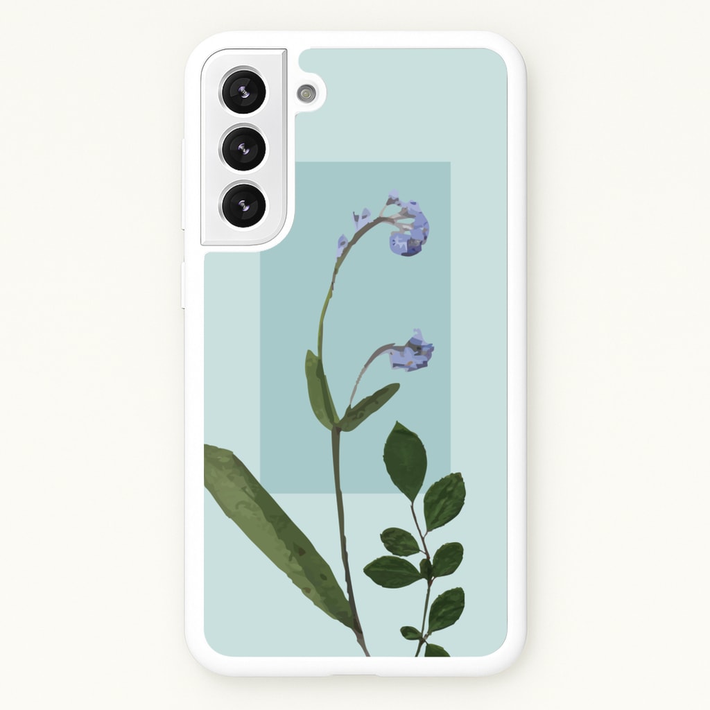 Abstract Blue Pressed Flower - Floral Phone Case for Galaxy S21