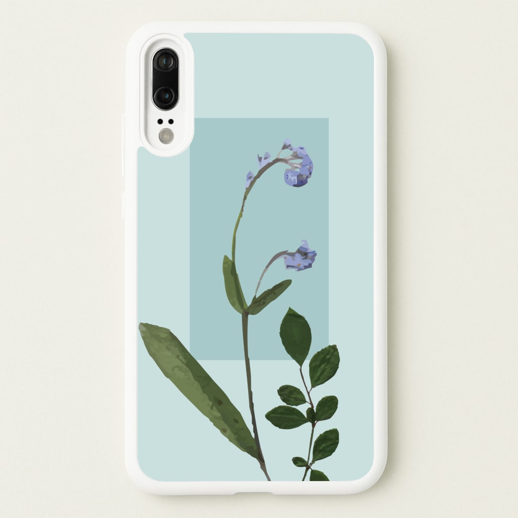 Abstract Blue Pressed Flower - Floral Phone Case for Huawei P20
